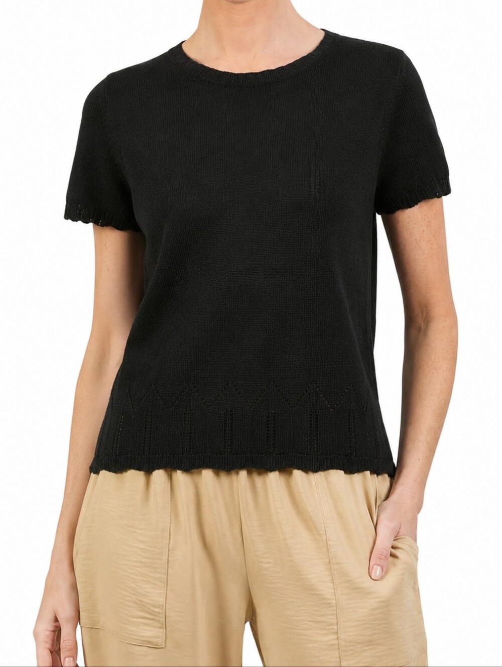 Nikki Black Short Sleeve Knit Sweater Top Size 1X
